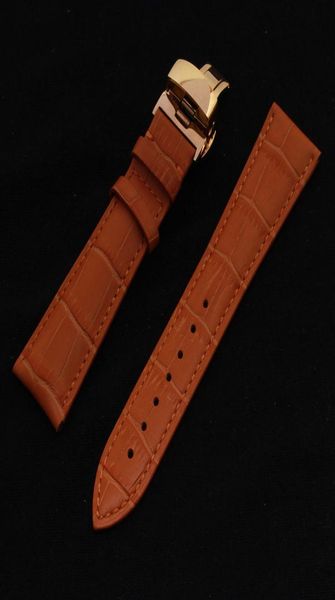 

22 20 18 16 14mm orange leather watchbands men women highquality soft waterproof strap watch band bracelets straps for watch1420814, Black;brown