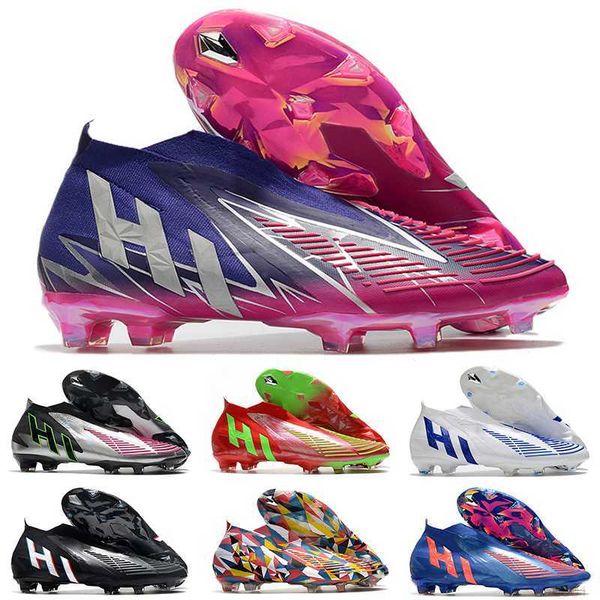 

mens shoes chuteiras predator edge fg high ankle soccer cleats shoe core black 22+ accelerator football boots botas de futbol