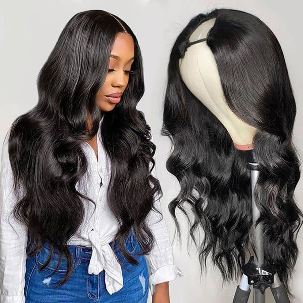 

body wave u part wigs for black women body wave human hair u wig 30 inch remy hair wig glueless, Black;brown