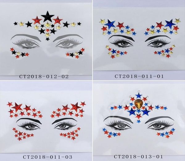 

body face art flash forehead gems tattoo stickers women prom easy use diy adhesive eye crystal temporary decor jewel paste 10cpss2356847