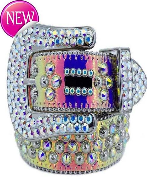 

2022 designer belt bb simon men039s belt ladies sparkling diamond black white blue red multicolor k5aw508289355, Silver