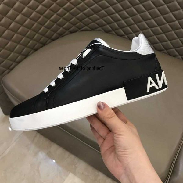 

dg5862outdoor sports elegant men sneakers shoes perfect calfskin nappa portofino trainers white black leather casual walking famous s dg&#03