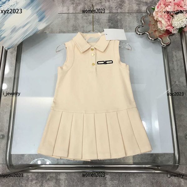 

luxury designer girls dress fashion baby sleeveless dress summer girl pleated skirt new arrival #multiple product, Red;yellow
