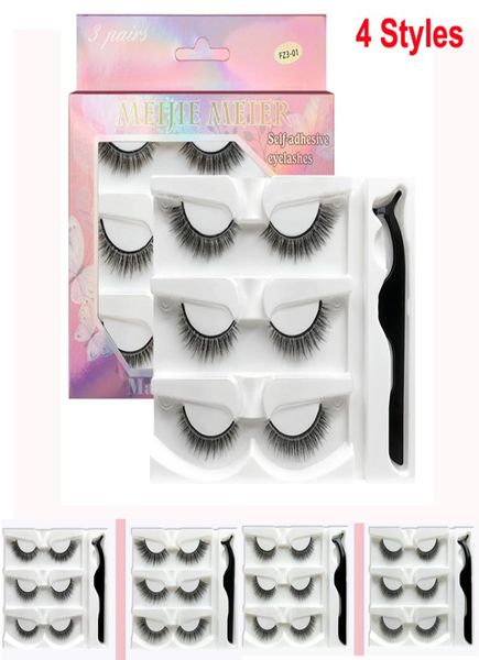 

makeup false eyelashes 3d self adhesive lashes 3 pairs fake eyelash with tweezer extension handmade lash soft comfortable thick cr1589073
