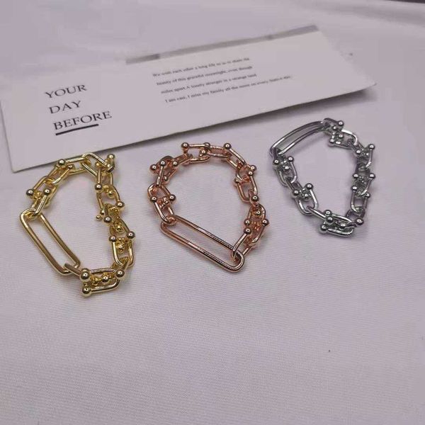 

temperament tiffay 21 new hardwear series u-shaped buckle long bracelet women's high grade temperament lovers chain, Black