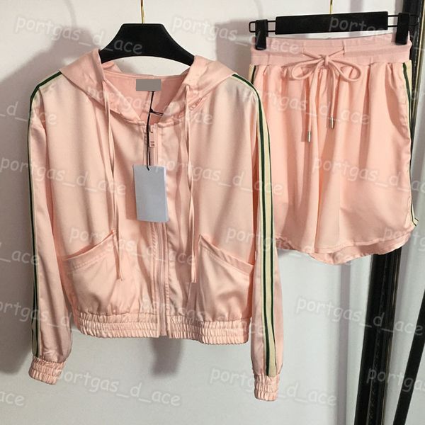 

luxury women coat shorts set summer long sleeve jacket tracksuit casual sports mini shorts, Black