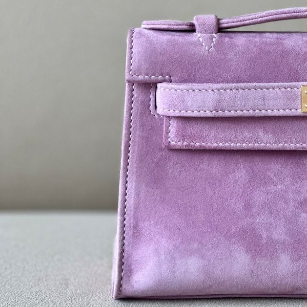 

fashion luxury designer tote handbags ladies women's chamois suede genuine leather kell mini 22 bag original quality lady her crossbody