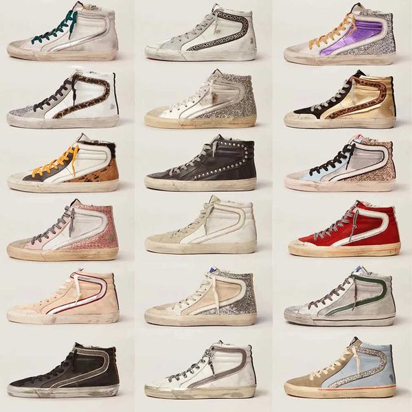 

release new shoes sneakers goldens gooseitys italy brands shoes designer shoe women high-mid slide star fashion pink-gold glitter class, Black