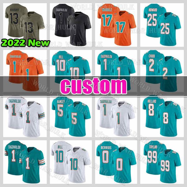

1 tua tagovailoa 10 tyreek hill football jersey 17 jaylen waddle 5 jalen ramsey 13 dan marino miamis 8 jevon holland 0 braxton berrios jake, Black;red