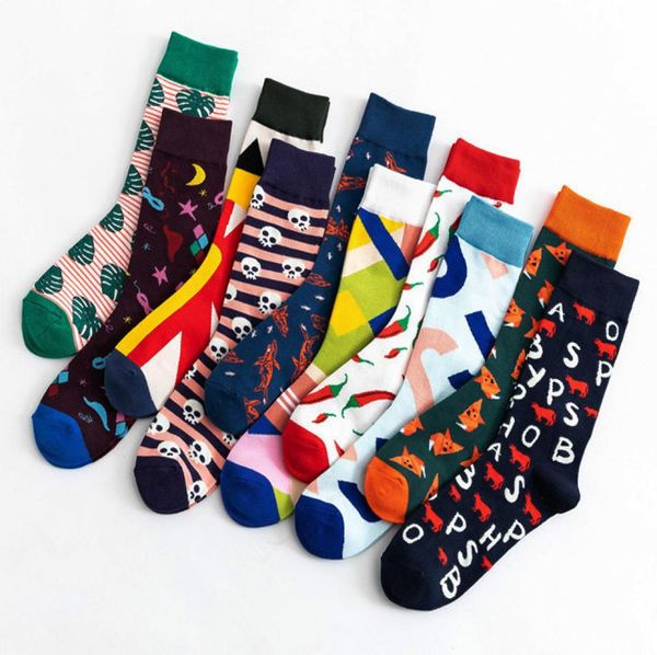 

whole mens luxury colorful cotton fun novelty dress socks multiple print cotton socks for men happy socks9898532, Black