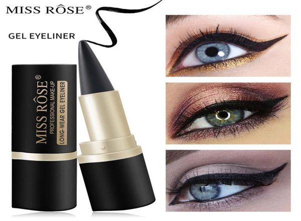

miss rose black gel eyeliner waterproof long wear matte fast quick dry no smudge single head solid rich color coloris makeup liner7245564