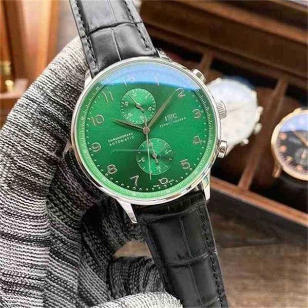 

luxury iwc pilot watch for men 5xe3 mechanical movement montre prx santos wristwatch uguese seven time multifunctional dial travel oc8g, Slivery;golden
