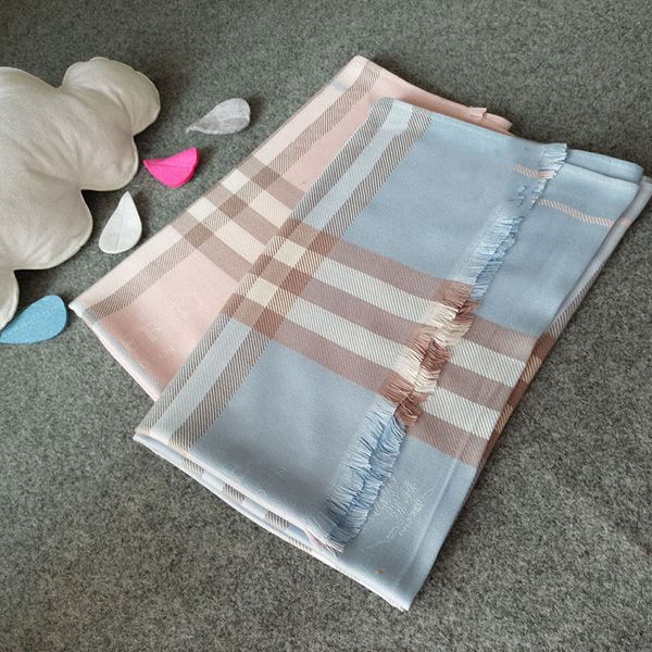 

new brand scarf classic large plaid embroidery knight scarf men's and women's scarves high-grade soft wool and cotton blended scar, Blue;gray