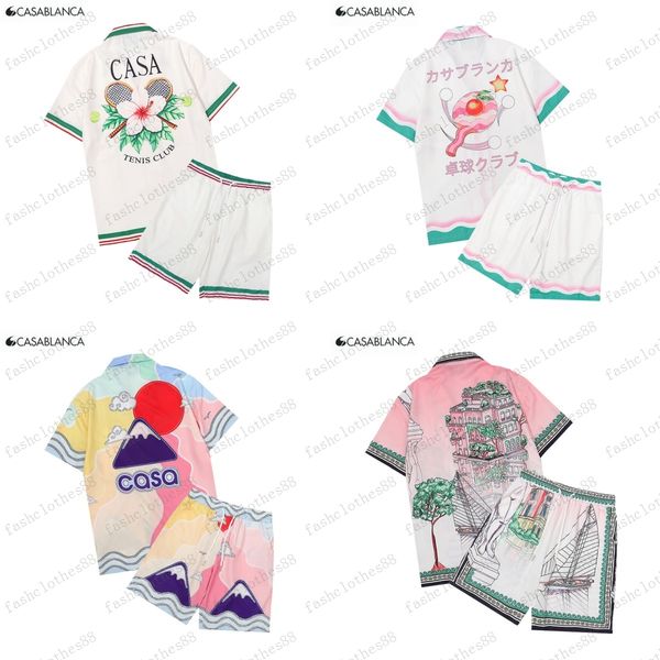 

men's sports suit casa designer horsehead flower and grass print short sleeve casual bar single breasted cardigan short sleeve shirt el, White;black