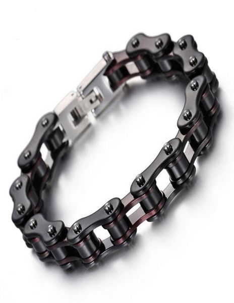 

1016mm wide boys mens chain dark red black biker bicycle motor motorcycle link 316l stainless steel chain bracelet whole gift7698966, Golden;silver