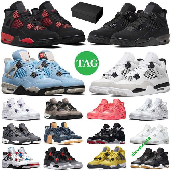 

4s 4 men women basketball shoes military black cat red thunder white oreo unc blue sail metallic lightning bred grey infrared mens trainers