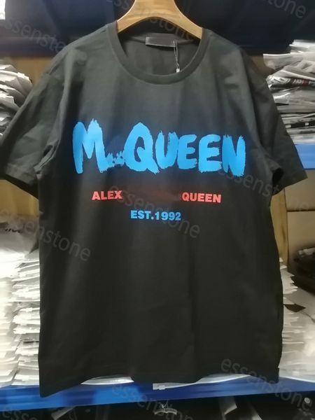 

wholesale mc t shirt men's tshirt embroidered badge womens designer mc queens mcqueens alexanders clothes mcqueen loose shirt short sl, White;black