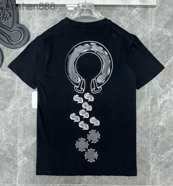 

summer luxury mens shirts brand ch man t-shirt horseshoe flower tees classic cross heart sanskrit letter short sleeve designer chromeshbx704, White;black