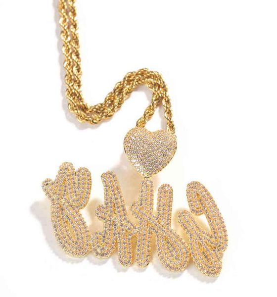 

hip hop iced out jewelry cuban link diamond letter custom necklace women jewelry7839054, Silver