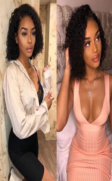 

lace front wigs for black women short kinky curly water wave brazilian hair wigs 130 density glueless wigs for black women6275349