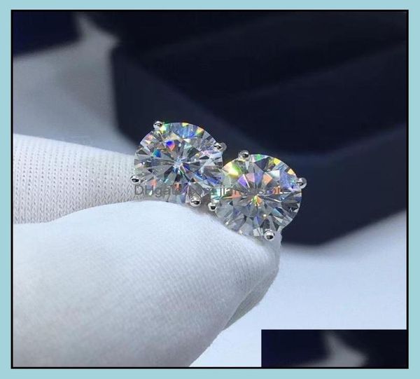 

stud earrings jewelry s925 sterling sier d color vvs four moissanite diamond earring passed test women anniversary party gifts2194734, Golden;silver