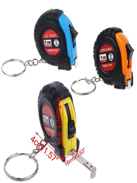 

tape measure mini tape measure with key chain plastic portable 1m retractable ruler cminch9998706, Silver