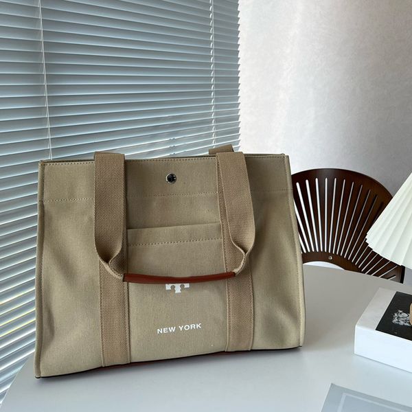 

canvas tote shopping bag women handbag shoulder bags fashion letter snap-fastener internal zipper pocket two size classic handbags purse