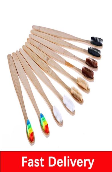 

natural bamboo handle toothbrush rainbow colorful white soft brush bamboo toothbrush environmental oral care for home el travel6202395