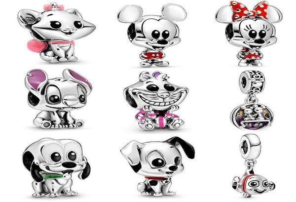 

fits pandora bracelets 20pcs cartoon clownfish dog cat enamel pendant spacer charms beads silver charms bead for women diy europea7455094, Black