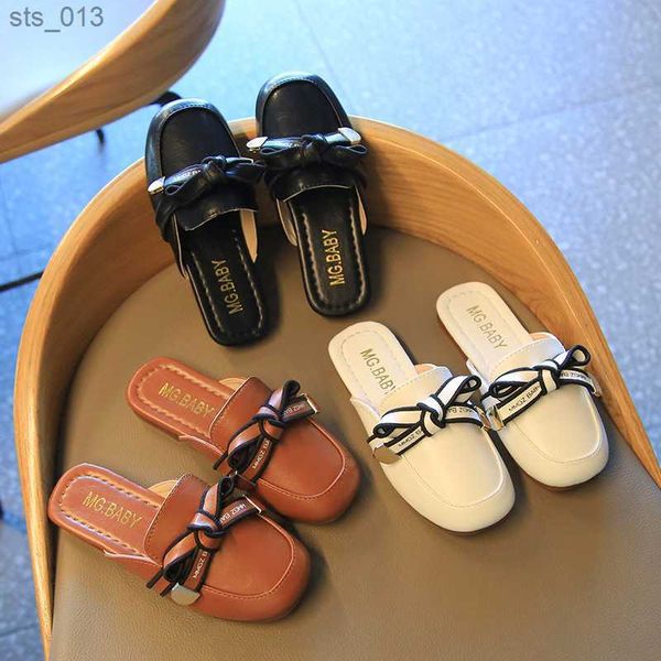 

2023 ancobear infant girls flat sandals with bowknot kids princess soft-soled leather shoe children elegant fashion footwear, Black;red