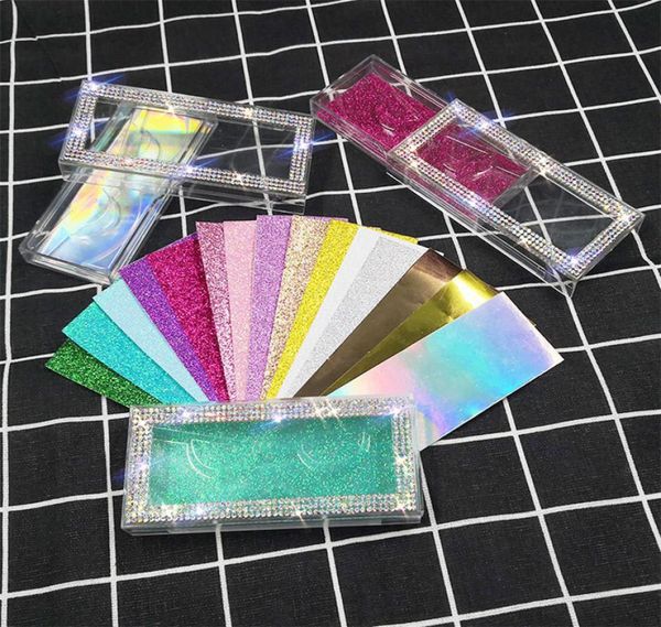 

15 colors bling eyelash packaging diamond glitter square false eyelashes packaging box empty eyelash box case fake eye lashes plas4113422