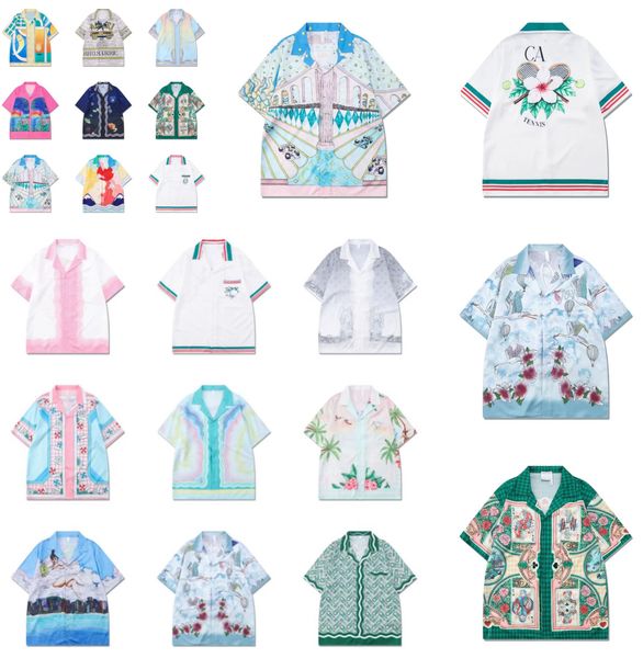 

designer europe and the united states high street fashion brand digital print retro casual beach short-sleeved men's shirt men's l, White;black