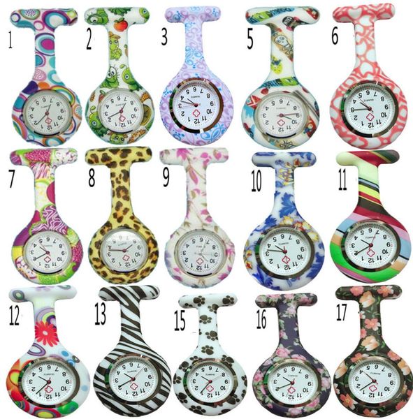

whole 50pcslot mix 53colors new nurse watch brooches silicone leopard tunic batteries nurse watch dhl 1812731, Slivery;golden