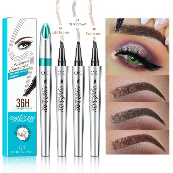 

makeup liquid eyebrow pen 36h eyebrow pencil enhancer 3 colors 4 head eyebrow pencil long lasting waterproof dhl 1983092