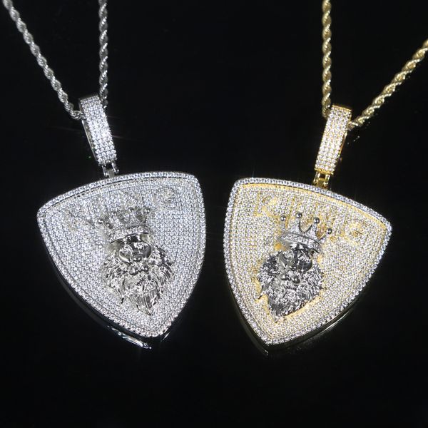 

new shield shape pendant necklace for men boy 5a cubic zircon full paved hip hop jewelry, Silver