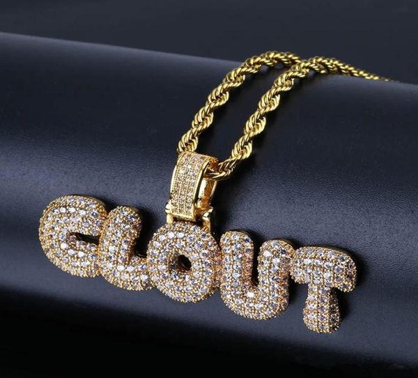 

custom personalized english name necklaces gold silver bubble letters iced out cz alphabet pendant chains for women men hip hop je7340171