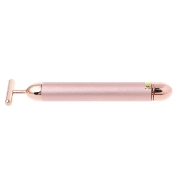 

24k beauty bar stick jade facial massager roller vibration tool skin care massage pink color3571476