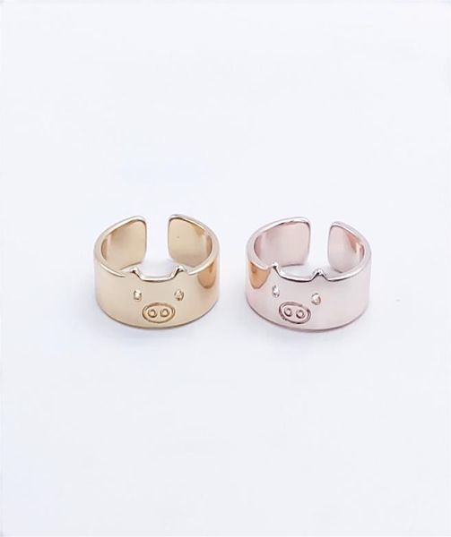 

trendy pig ring fixed size flat opening design lovely cartoon animal series suitable for women and men4221244, Golden;silver