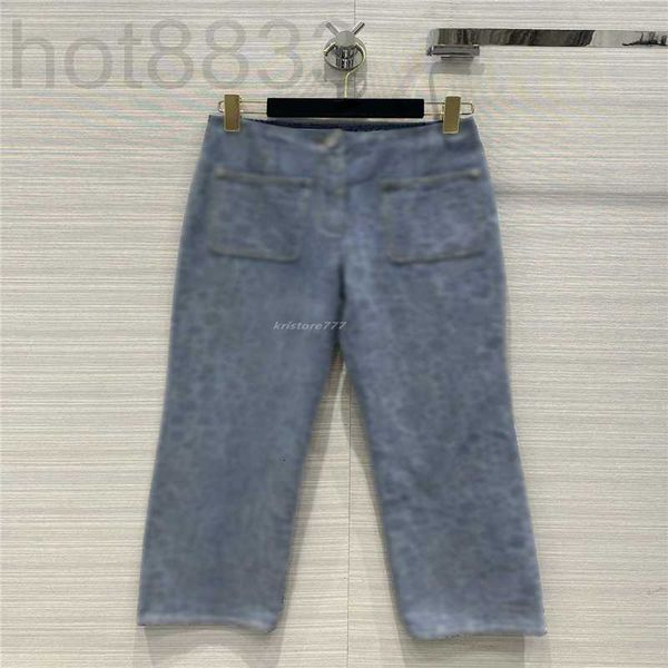 

women's jeans designer women pants with camellia letter pattern female high end milan runway brand cowboy casual jersey jogging outwear, Blue
