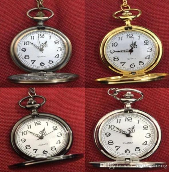 

whole 4colors quartz watches chain bronze polished double face pocket watches4733987, Slivery;golden