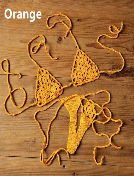 

13 color handmade crochet micro bikini g thong string beach micro swimwear lingerie sets sunbathing bikini1222134