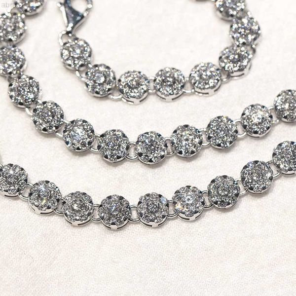 

luxury iced out 14k white gold lab diamond tennis chain necklace, Silver