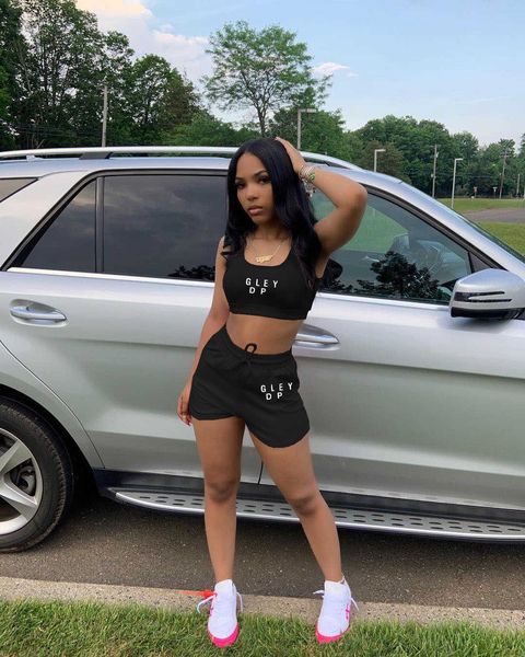 

summer short set women tracksuits new summer designer clothes vest shorts sport two piece suit, Gray