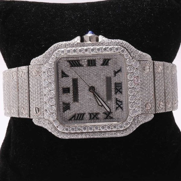 

premium vvs brand custom dign hip hop men woman luxury hand set lced out diamond moissanite watch40megv7j, Silver