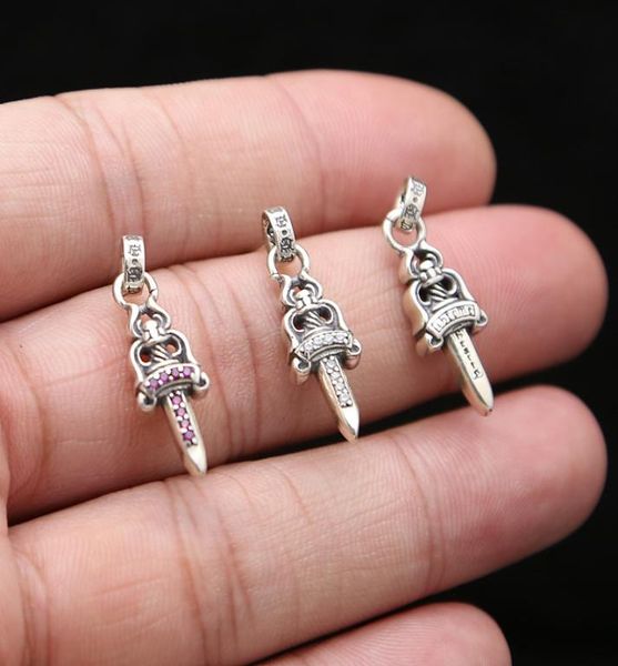 

925 sterling silver earrings brand american european handmade designer antique silver sword pendants stud earrings for women me7344107, Golden;silver