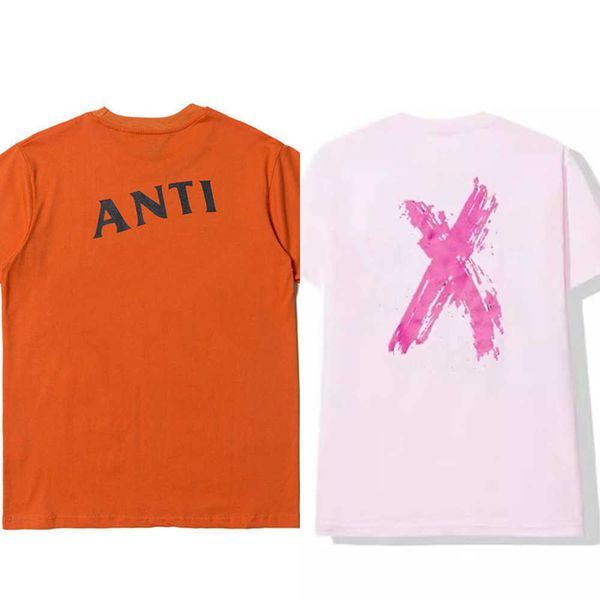 

men's t shirts fashion assc anti social club cross print t-shirt casual couple short5, White