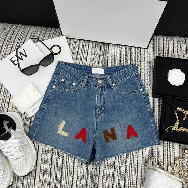 

2023 high waist letter embroidery denim shorts women summer basic button pocket jean shorts for women all-match streetwear denim short, White;black