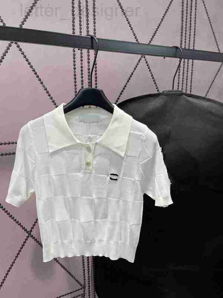 

women's knits & tees designer 23ss womens womens clothing spring and summer new checkered pullover knitted polo embroidered clothes lgs, White