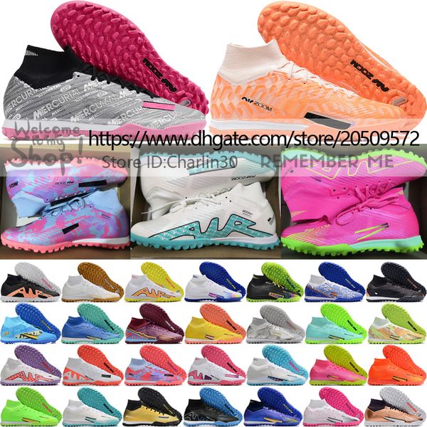 

send with bag quality soccer boots zoom mercurial superfly 9 elite ic tf trainers football cleats mens cr7 ronaldo mbappe 25th anniversary i, Black