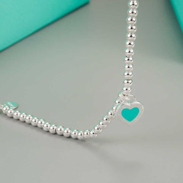 

tiyuni tiffay's same enamel 925 sterling silver peach heart buddha bead bracelet net red female blue round, Golden;silver